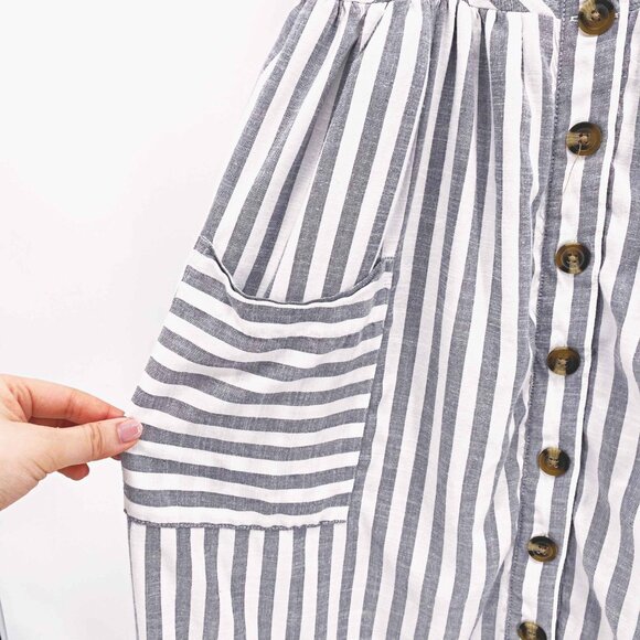 AEO Striped Button Front Midi Dress - Picture 4 of 10